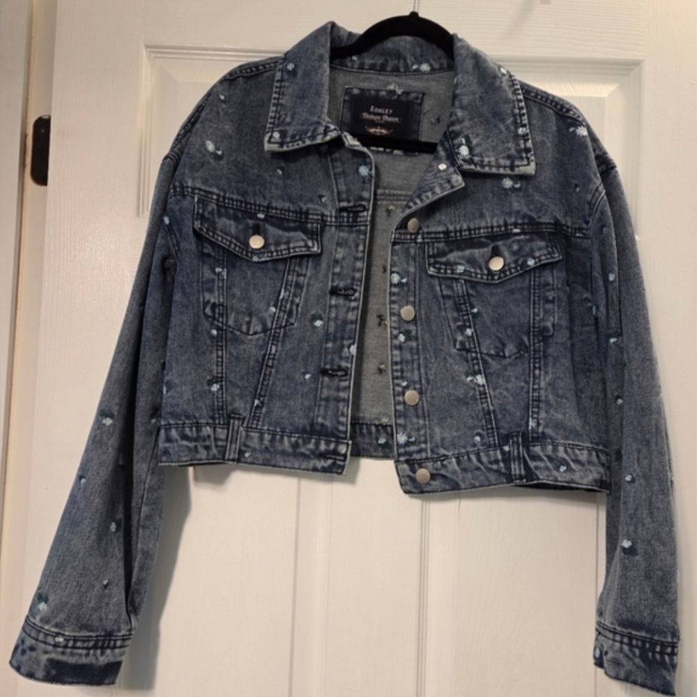 Cropped Floral Jean Jacket